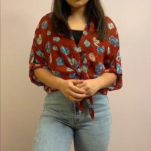 Vintage Floral Chiffon Blouse